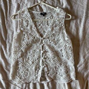 Express white Crochet Blouse